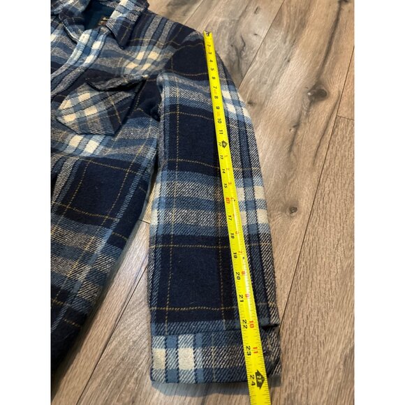 Vintage Sears The Mens Store Blue Plaid Wool Blend Jacket Size 40 Tall Lined - Picture 9 of 9